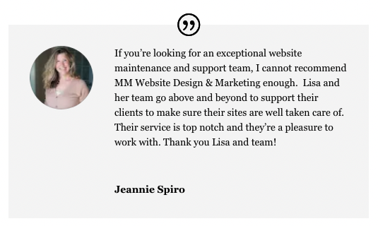 Website Maintenance Testimonial - MM Website Design